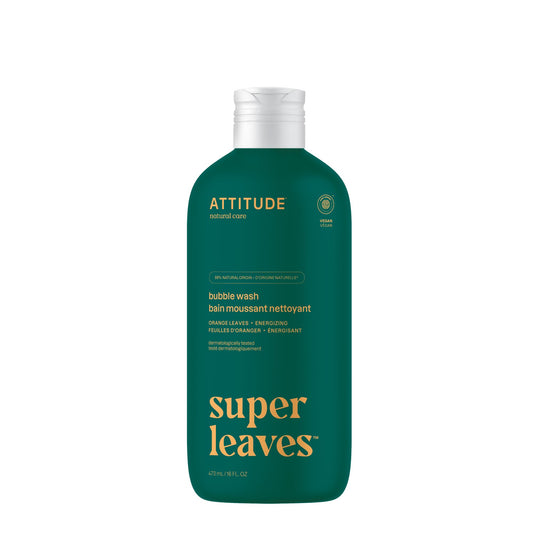 ATTITUDE Bubble Bath, Made in Canada, EWG Verified, Plant and Mineral-Based, Dermatologically Tested, Vegan Body Care Products, Orange Leaves, 473 mL