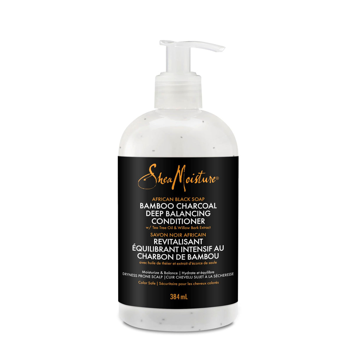 Shea Moisture African Black Soap Balancing Conditioner for dry and damaged hair Bamboo Charcoal with Tea Tree Oil and Willow Bark extract 384 ml