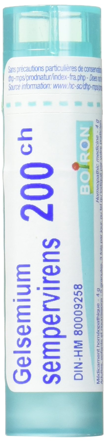 Boiron Gelsemium sempervirens 200ch,Homeopathic medicine. Each tube contains 4 g (approximately 80 pellets)