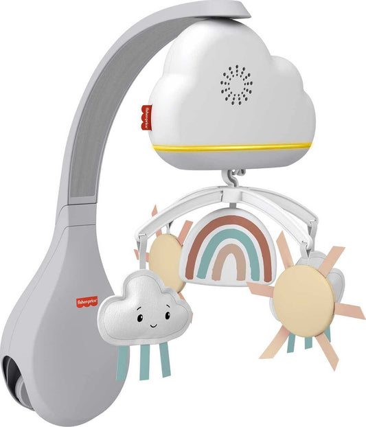 Fisher-Price Baby Toy Rainbow Showers Bassinet Mobile to Bedside Sound Machine with Music & Night Light for Newborn to Toddler Ages 0+ Months