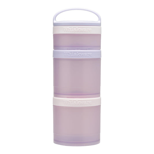 Whiskware Stackable Snack Containers for Kids and Toddlers, 3 Stackable Snack Cups for School or Travel, Purple/Purple/Light Purple, 2 1/3 Cup