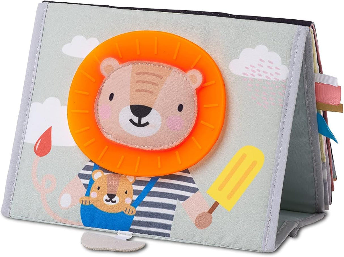 Taf Toys Savannah Infant Tummy-time Soft Crinkle Activity Book with Huge Baby Safe Mirror, 3D Activities, Textures and a Soft Baby Teether