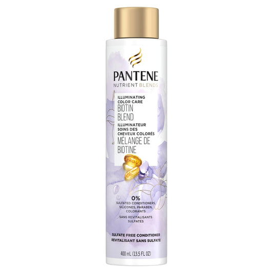 Pantene Sulfate Free Conditioner, Illuminating Hair Color with Biotin, Safe for Color Treated Hair, Nutrient Blends, 400 mL