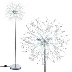 63-Inch Crystal Floor Lamp with Acrylic Crystals-Sliver