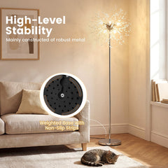 63-Inch Crystal Floor Lamp with Acrylic Crystals-Sliver