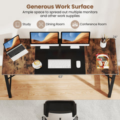 63 Inch Modern Splice Computer Desk with Heavy Duty Steel Frame