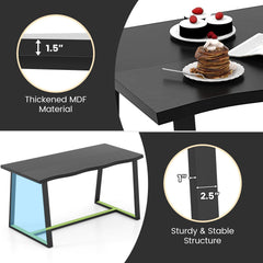 63 inches Large Dining Table with Wavy Edge and Heavy-duty Metal Frame-Black