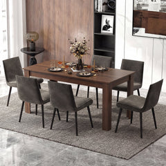 63 Inch Rectangular Modern Dining Kitchen Table-Walnut
