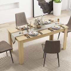 63 Inch Rectangular Modern Dining Kitchen Table-Oak