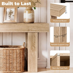 63 Inches Long Console Table Farmhouse Entryway Table with Storage-Natural