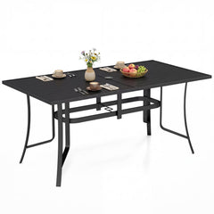 63 inches x 33 inches Rectangle Metal Patio Dining Table for 6-Black