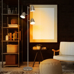 64 Inch 3-Light LED Floor Lamp Reading Light for Living Room Bedroom-Silver