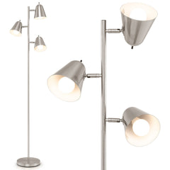 64 Inch 3-Light LED Floor Lamp Reading Light for Living Room Bedroom-Silver