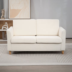 2-Seat Sofa Two-Seater Couch with Armrests and Wood Legs for Living Room, Bedroom, Dark Grey