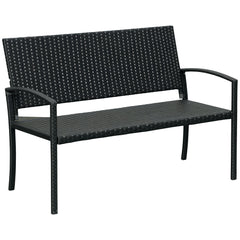 Rattan Wicker Loveseat Garden Bench Hand Woven Portable Backyard Gray