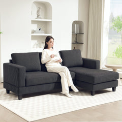 L Shaped Couch, L Shape Sofa with Chaise Lounge and Spring Cushion for Living Room, Bedroom, Beige