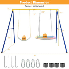 660 LBS Extra-Large A-Shaped Swing Stand with Anti-Slip Footpads (Without Seat)-Yellow