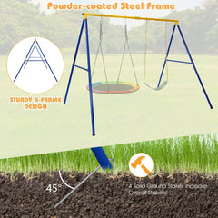 660 LBS Extra-Large A-Shaped Swing Stand with Anti-Slip Footpads (Without Seat)-Yellow