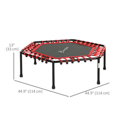 45" Rebounder Trampoline for Adult, Quiet Bungee Rebounder with LED Lights Remote Control, Red