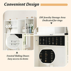 67 Inches Tall Vanity Set with Mirror Makeup Dressing Table with Charging Station-White