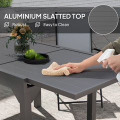 35"-71" Extendable Aluminium Outdoor Dining Table, Slatted Top Patio Table for 4-6 Person, for Garden, Backyard, Grey