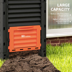 Garden Compost Bin Large Outdoor Compost Container 80 Gallon Fast Creation of Fertile Soil Aerating Compost Box, Easy Assembly, Black