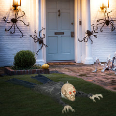 55.9 Inch/4.7ft Life Size Outdoor Halloween Decoration Hanging Mummy with Spider Web, Animated Prop Decor with Sound and Motion Activated, Light Up Eyes, Creepy Sound