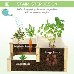 3 Tier Raised Garden Bed, 42.5" x 34.6" x 14.2" Wooden Raised Planter Box Kit for Growing Vegetables, Herbs, Flowers, Natural