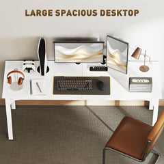 71" Computer Desk, Desktop Desk with Metal Legs, Distressed Black