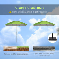 6.6ft Arched Beach Umbrella, Angle Adjustable Patio Umbrella with Steel Frame, Carry Bag, UV30+ Outdoor Umbrella, Green
