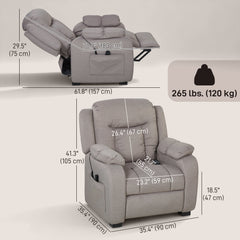 Massage Recliner Chair with Quiet Brushless Motor Pet-Friendly Fabric Power Recliner with 2 Memory Positions Brown
