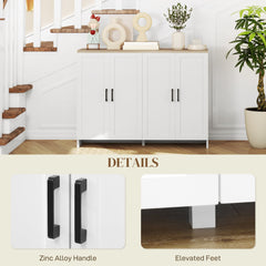 Modern Sideboard Buffet Cabinet, Modern Kitchen Storage Cabinet with 3 Doors Adjustable Shelves, for Dining Room, Black