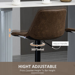 Bar Stools Set of 2, Swivel Counter Height Barstools with Back, Footrest, Adjustable Height, Black