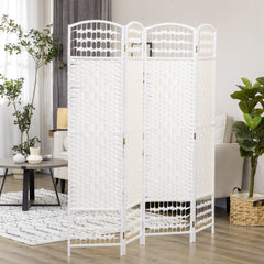 4 Panel Folding Room Divider, Portable Privacy Screen, Wave Fiber Room Partition for Home Office, Black