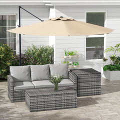 10 FT Cantilever Umbrella, Aluminum Hanging Offset Umbrella with 360°Rotation, Crank, Tilt, Cross Base, Grey