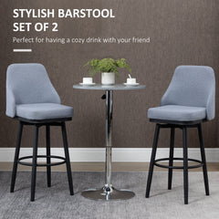 Extra Tall Bar Stools Set of 2, Modern 360° Swivel Barstools, Dining Room Chairs with Steel Legs Footrest, Charcoal Grey