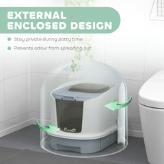 Enclosed Cat Litter Box with Lid, Scoop, Top Entry, Deodorization Bags, Drawer Type Cat Litter Tray, Easy to Clean, Green