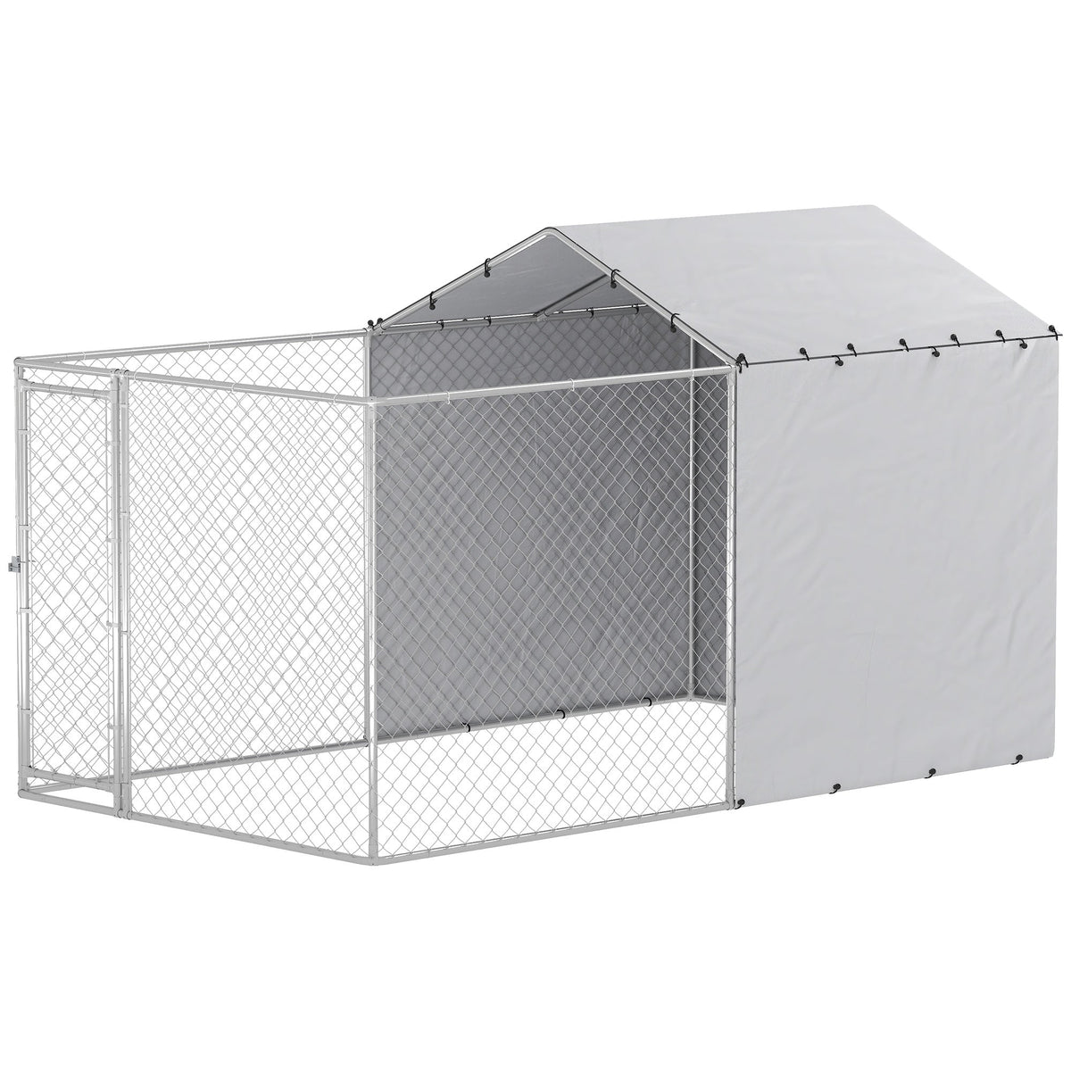 Galvanized Steel Dog Kennel Outdoor with Waterproof & UV-Resistant Cover for Large Dogs, 13.1' x 7.5' x 7.5'