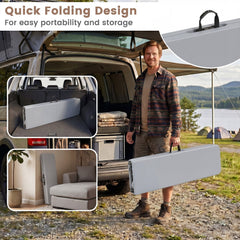 6 Feet Plastic Folding Bench Picnic Camping Dining Seat with Carrying Handle-Light Gray