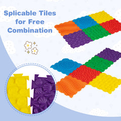 6 PCS Interlocking Sensory Mats with Rich Colors for Kids Adults-Multicolor
