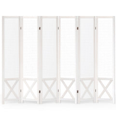 6-Panel Pegboard Room Divider 67 Inches Tall Foldable Privacy Screen