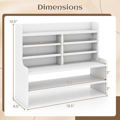 6-Tier Compact Storage Rack with 4 Removable Shelves for Small Spaces Home Office-White