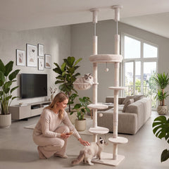 93 to 105 Inch Floor to Ceiling Cat Tree with Rotatable Hammock and Sisal Posts