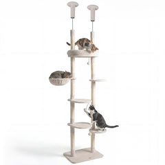 93 to 105 Inch Floor to Ceiling Cat Tree with Rotatable Hammock and Sisal Posts