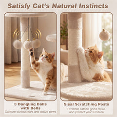 93 to 105 Inch Floor to Ceiling Cat Tree with Rotatable Hammock and Sisal Posts