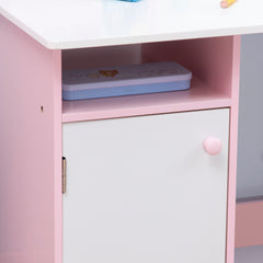 2Pcs Kids Desk and Chair Set with Whiteboard, Storage, Shelves, Grey