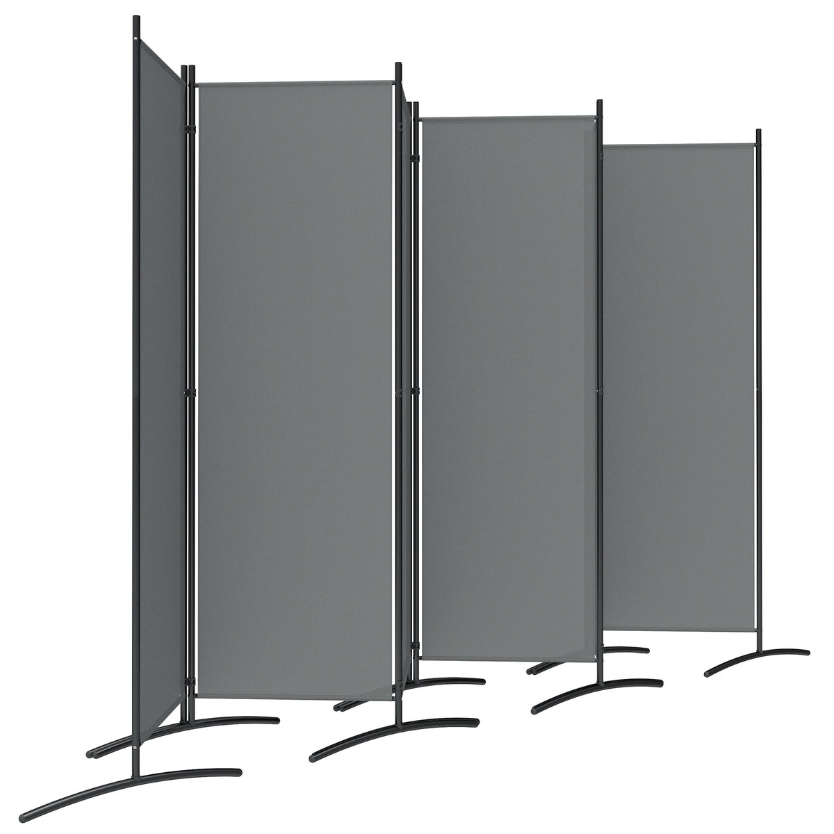 6 Panel Folding Outdoor Privacy Screen with Stable Base, 5.7FT Tall Room Divider with UV30+ Protection, Grey