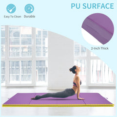 4'x10'x2" Folding Gymnastics Tumbling Mat, Exercise Mat with Carrying Handles for Yoga, MMA, Martial Arts, Dark Blue