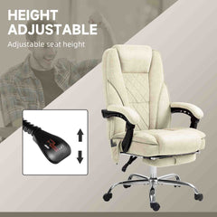 Massage Office Chair, Reclining Computer Chair with Adjustable Height and Footrest, Beige