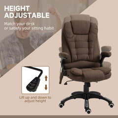 Reclining Massage Office Chair, Executive Office Chair with High Back, Swivel Wheels, Brown